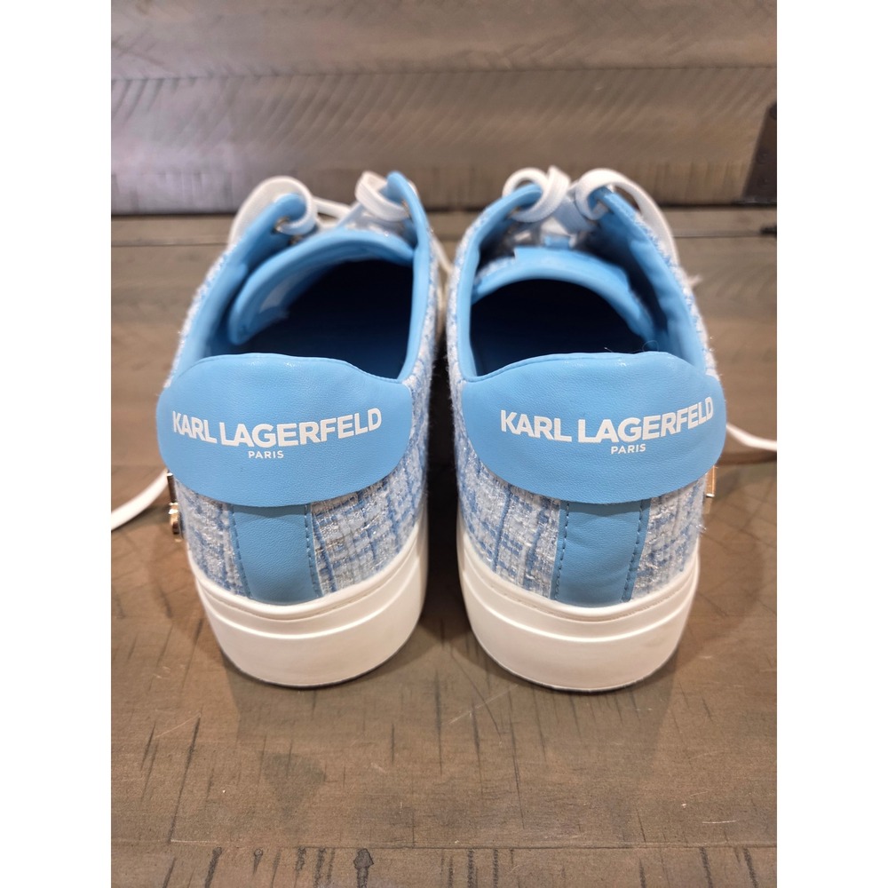 Karl Lagerfeld Paris Cambie Blue Tweed Choupette Charm Sneakers 8M KL265456 - Picture 5 of 8